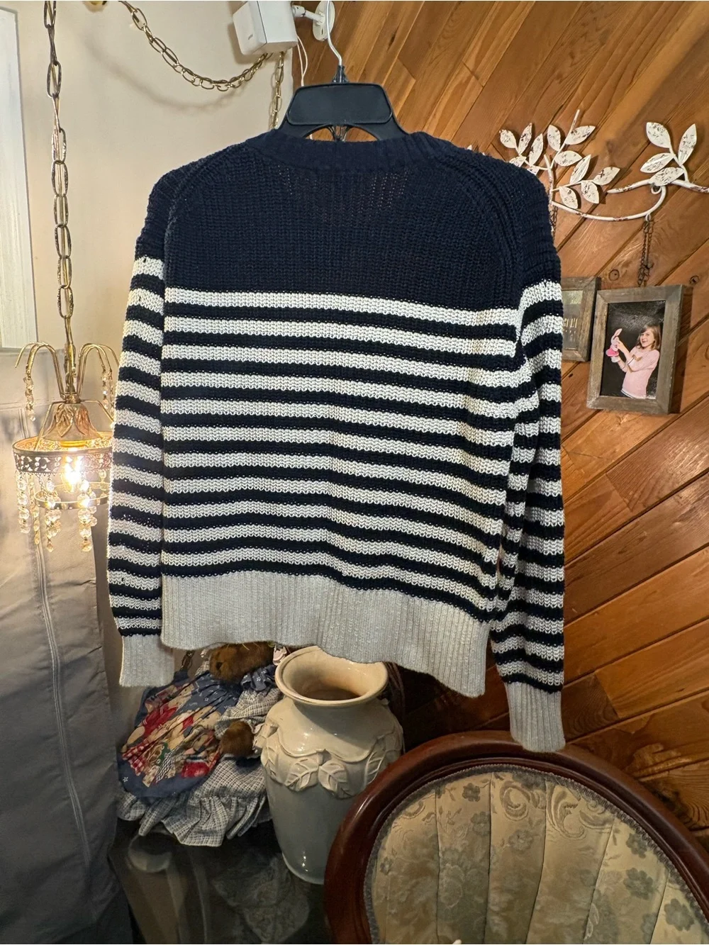J. Crew Navy and White Striped Knit Sweater